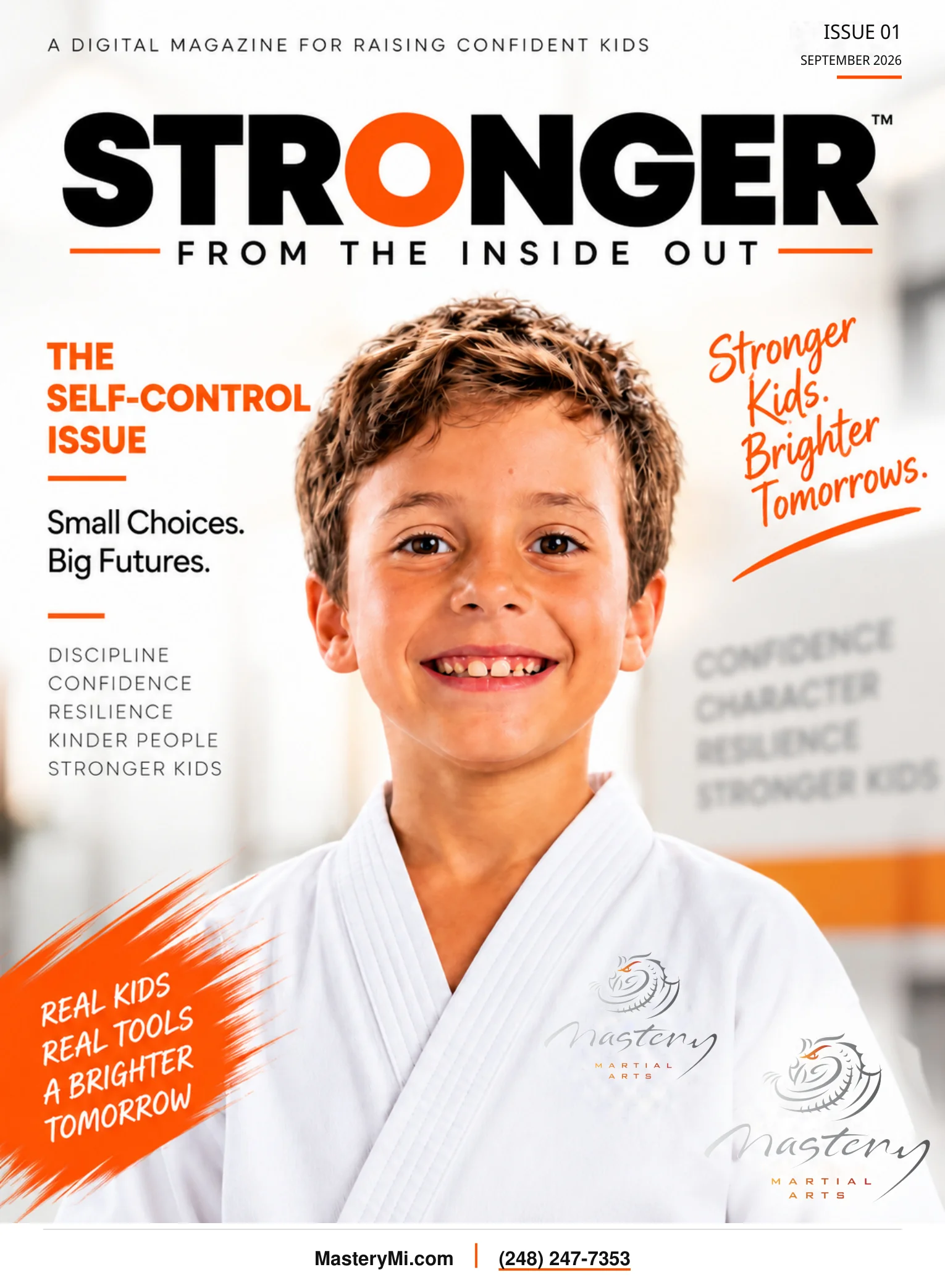 STRONGER Magazine 1 Cover of STRONGER magazine, a free parenting magazine from Mastery Martial Arts Troy MI